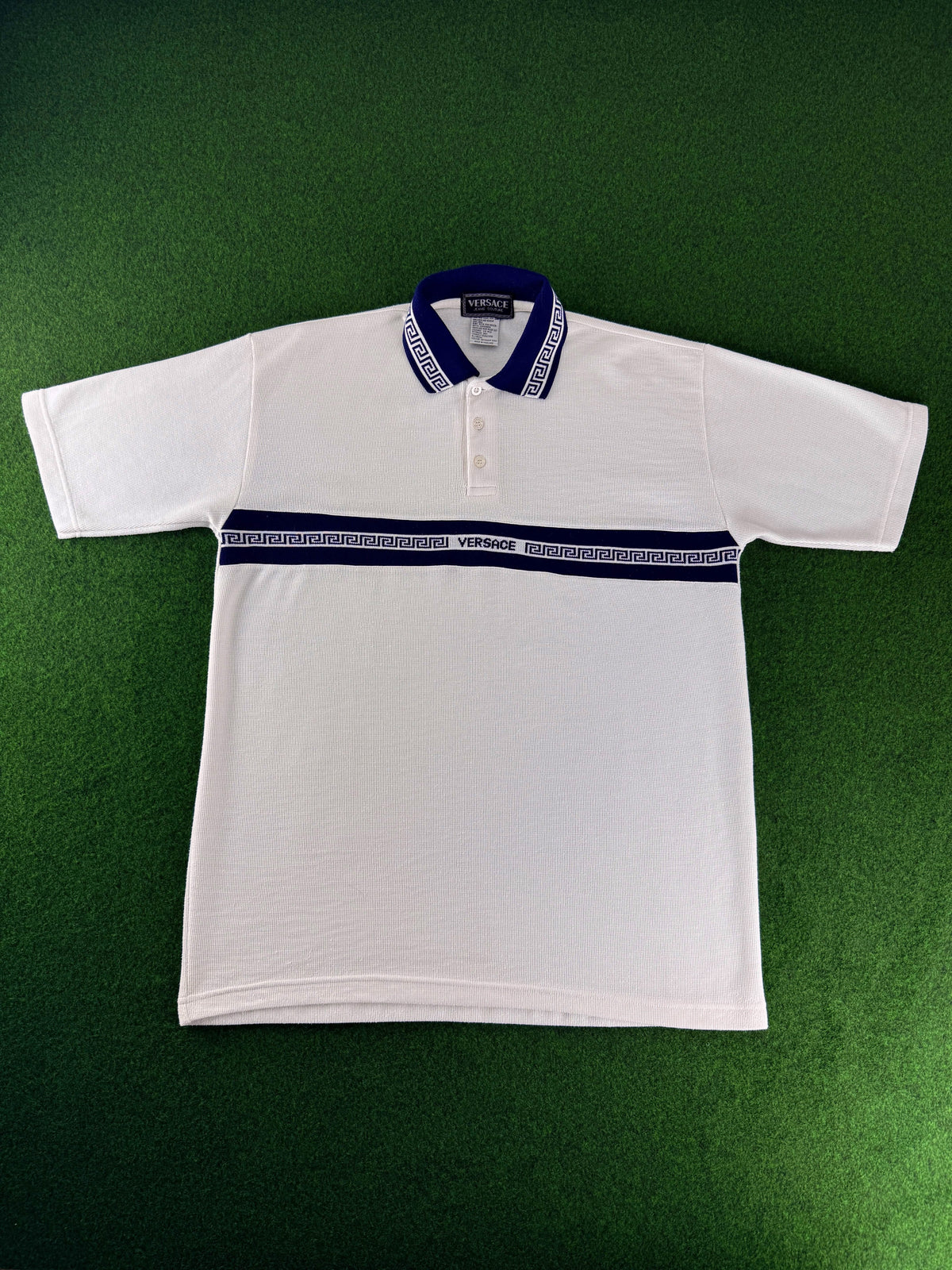 Versace Jeans Couture Poloshirt Vintage Herren Größe XL Weiß – Vorderansicht
