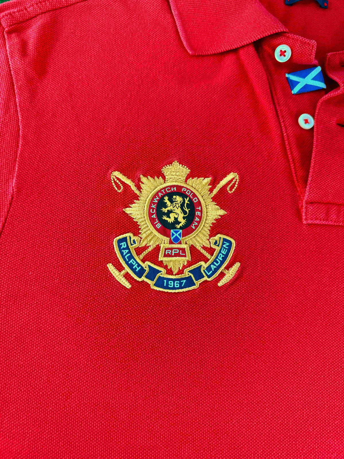 Polo Ralph Lauren Big Pony Poloshirt Vintage – Black-Watch-Wappen Detail