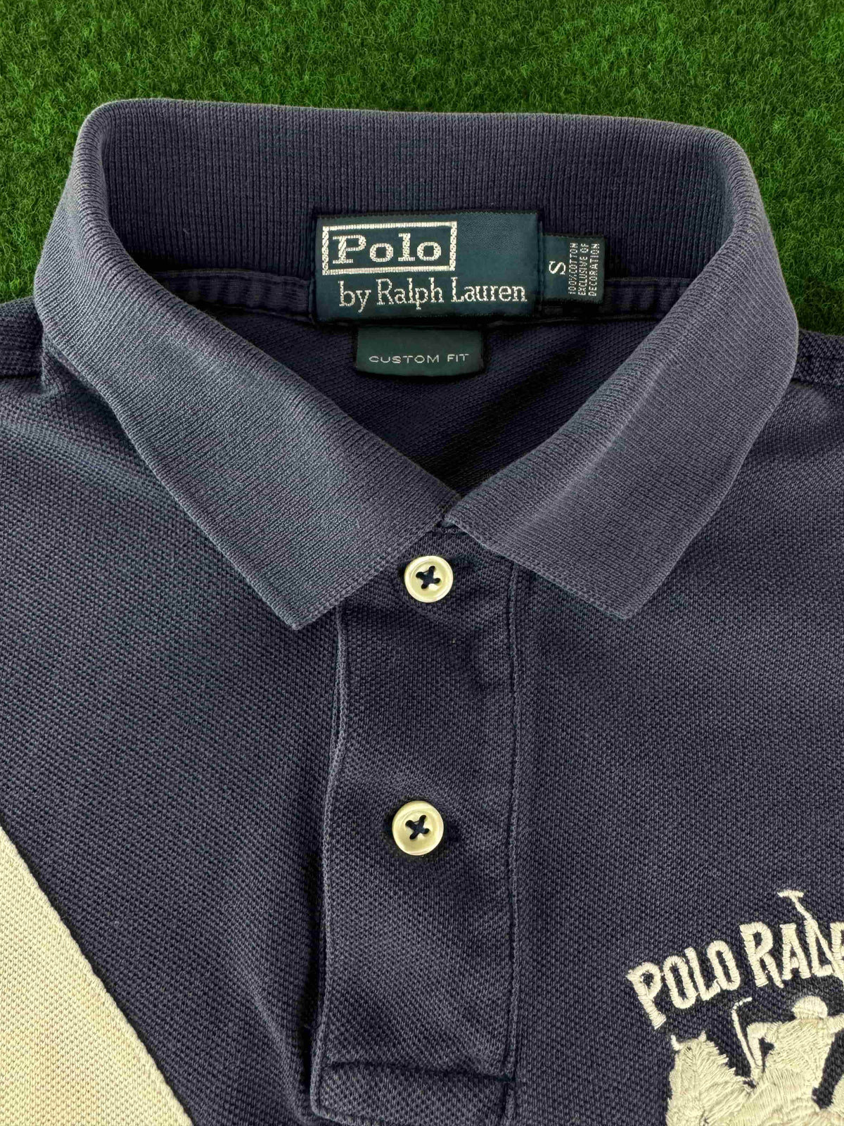 Polo Ralph Lauren Custom Fit Poloshirt Vintage Herren Gr. S Dunkelblau