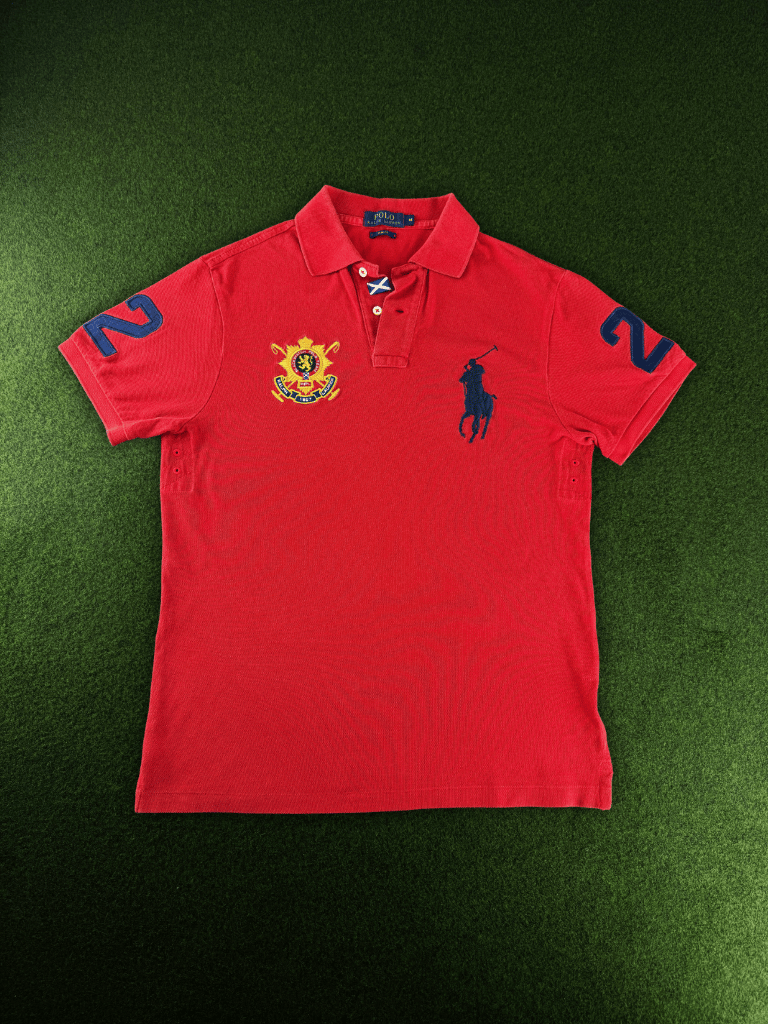 Polo Ralph Lauren Slim Fit Big Pony Poloshirt Vintage Herren Gr. M Rot