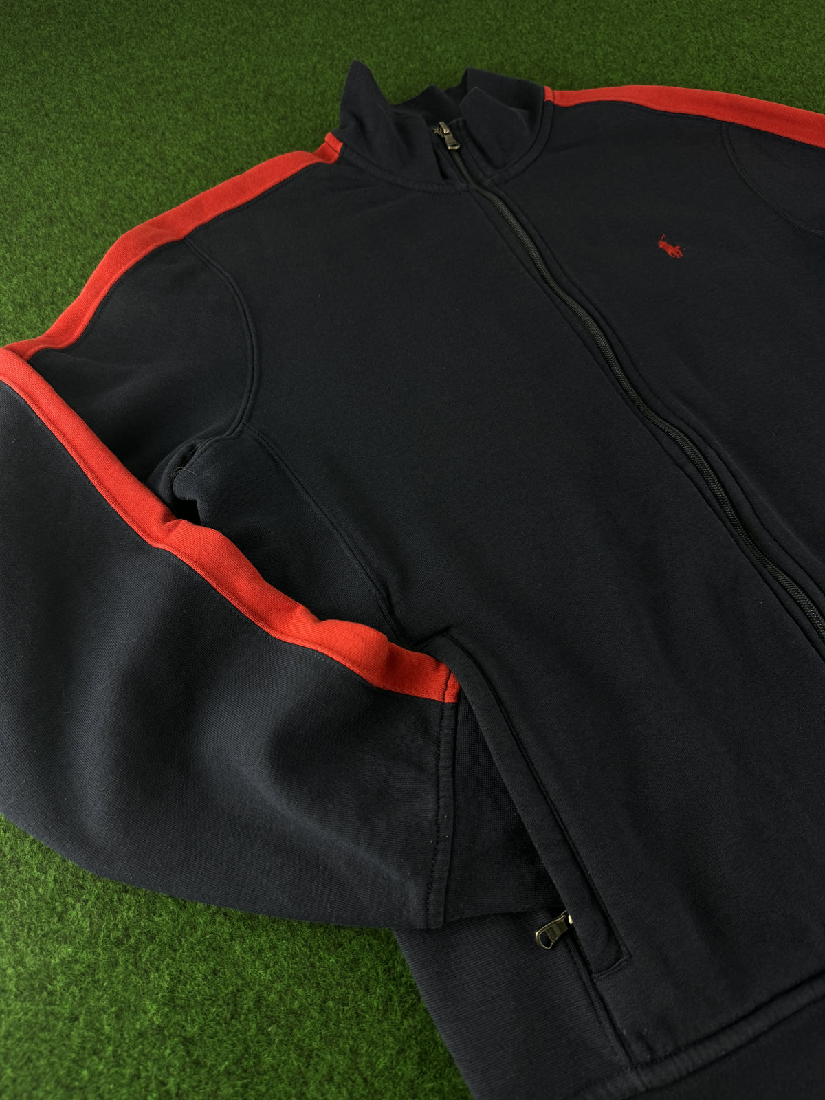Polo Ralph Lauren Sweatjacke Vintage Größe L Navy – Rückansicht