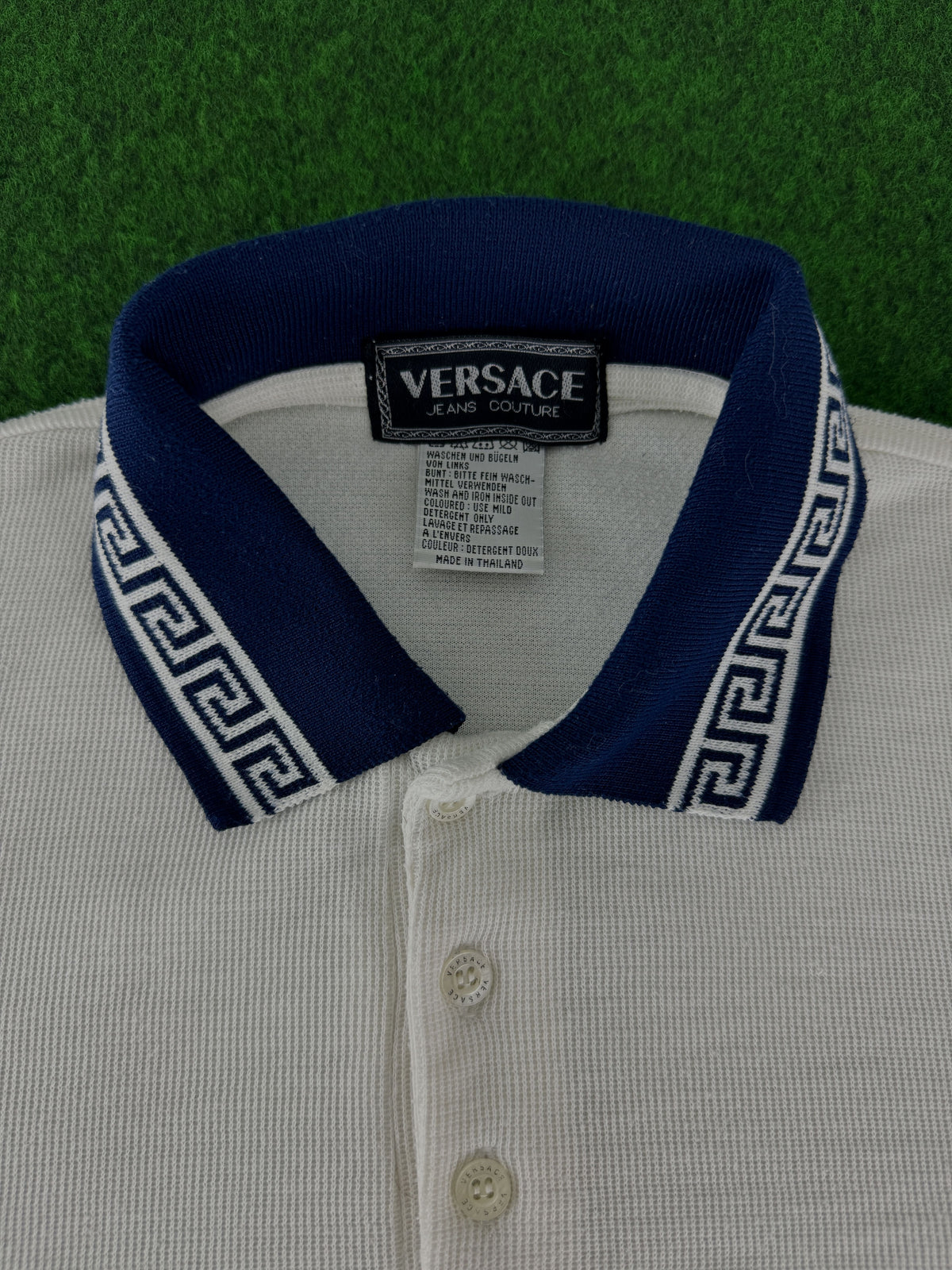 Versace Jeans Couture Poloshirt Vintage – Greca-Bordüre am Kragen Detail