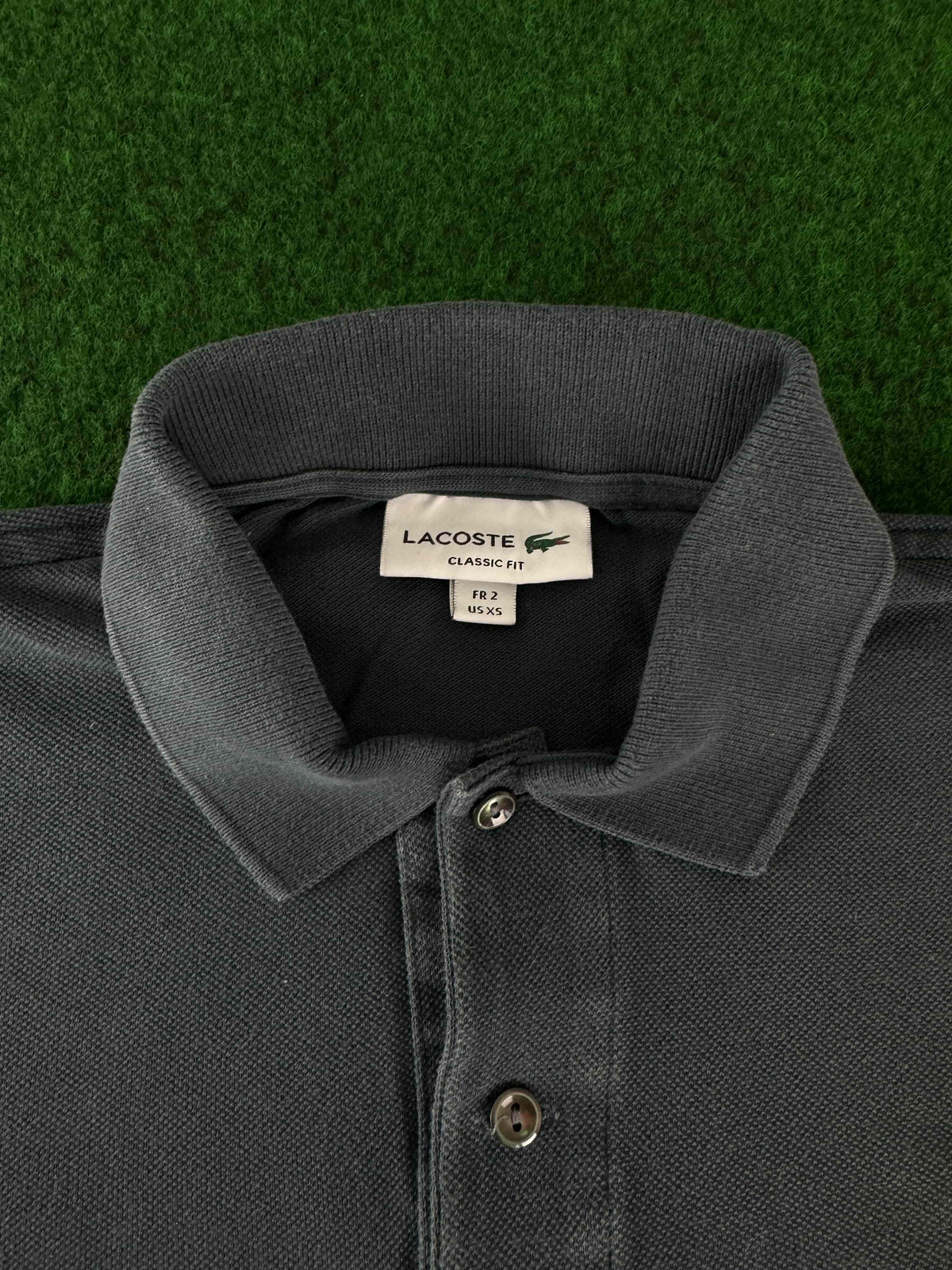 Lacoste Langarm-Poloshirt Vintage Grau Größe XS Classic Fit